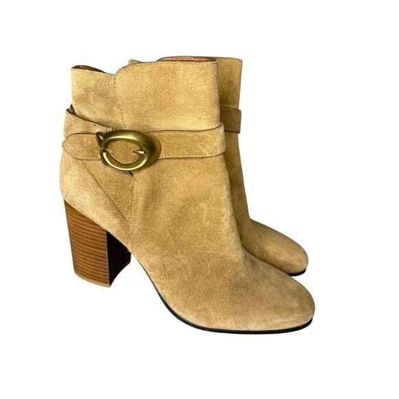 NEW Coach Tan Suede Leather Delaney Signature Buckle Boots sz 6 - Picture 2 of 7